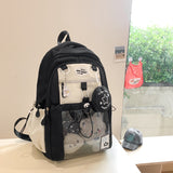 Girl Cute Backpack Contrast Color Korean Style Junior and Middle School Students School Bag Ins Style Good-looking Large-Capacity Backpack