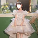 Kamames  Dresses of Bride Fellow Kids Girls' Evening Dress Special Interest Light Luxury Birthday Princess Dress Host Steel Competition Performance Clothes Independent Station