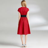 Red royal sister light and mature wind v-neck dress women's popular summer new sleeveless high waist slim and thin medium and long dress