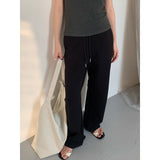 2025 THE MIND drawstring elastic waist scimitar pants 2025 spring and summer new Korean version high waist display casual sweatpants T299