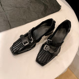 2025  Retro style square head thick heel single shoes women's versatile British small leather shoes design sense high heel Mary Jane shoes