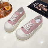 kamames Niche Design All-Match Super Hot White Shoes for Women  Spring and Autumn New Hong Kong Style Thick Bottom Height Increasing Canvas Shoes Two-Way Wear