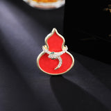 2025 Red oil drop enamel gourd brooch high-end exquisite suit coat pin accessories new Chinese zodiac snake corsage