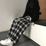 kamames Summer New Wide-Leg Pants Plaid Casual Pants Draping Effect Trousers Women's Loose Figure Flattering Straight-Leg Pants Women's