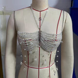 2025 Q5045Y chest chain jewel bra beaded bra chain transparent body chain top vest real shot