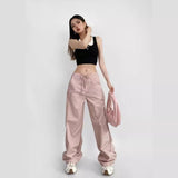 kamames NEWn-Style HOTan and NEWn-Style Design Sense Loose Bow Overalls Women's Hot Girl Straight Pants Casual Paratrooper Pants