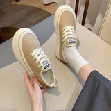 kamames Thick-Soled Slip-on Canvas Shoes Women's Thin  Summer New Breathable Versatile Casual Lace up White Shoes Board Shoes