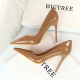 2025 9511-6  style fashionable simple thin heel super high heel patent leather shallow mouth pointed head sexy nightclub showing thin women's single shoes