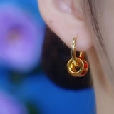style Angola red road road through ear buckle simple temperament red small waist earrings interlocking earrings