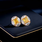2025 Simple temperament versatile niche design earrings women's s925 silver needle earrings high-end super flash pink zircon stud earrings