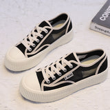 kamames Black Canvas Shoes Women's Casual Shoes Women's Cloth Shoes Versatile Single-Layer Shoes Biscuit Shape Shoes Light White Shoes Sports Board Shoes