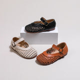 KAMAMES Girl's Woven Leather Shoes  Summer New South Korea Grandma Shoes Children's Hollowed Toe Box Casual Sandals