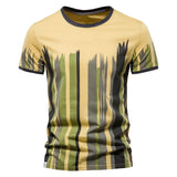 KAMAMES 2025 Clearance processing New men's t-shirt short-sleeved heavy popular new 2025 pure cotton vertical stripe casual half-sleeve men
