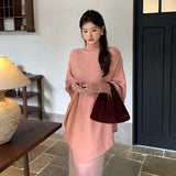 2025 Thirteen Lines popular Autumn and Winter New ins Temperament Turtleneck Knitted Sweater Cloak Versatile Sweater Women 25128