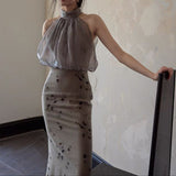 2025 spring and summer cold wabi-sabi butterfly splicing tulle neck skirt, hazy and elegant like fog~