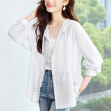 Cotton cocoon, sunscreen clothes women's  summer new tulle cardigan shirt with hooded casual jacket