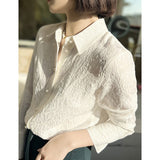 2025 High-end heavy silk white shirt mulberry silk shirt  spring women's clothing women's top design sense niche