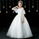 Kamames  Girls' Summer New Elegant Long Dress Dress Princess Dress Children's Summer Clothing High-End Champagne Piano Performance