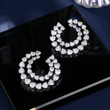 2025 Light luxury new double-row C-shaped love heart-shaped large circle stud earrings exaggerated atmosphere fashionable large C-shaped love earrings