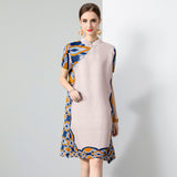 Pleated loose improved cheongsam skirt women's short-sleeved summer  new mother age-reducing dress Chinese style