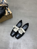 2025  Thick heel square head black lace-up small leather shoes single shoes women's shoes popular new spring and autumn retro casual loafers