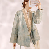 new Chinese women's clothing autumn and winter high-end embroidery V-neck feather splicing new silk cotton jacket MX080