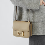 KAMAMES 2025 popular new leather palm pattern H buckle Kangkang bag cowhide small square bag fashionable versatile single shoulder messenger flight attendant bag