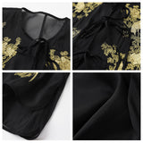 New Chinese style magpie embroidery light luxury design sense mulberry silk jacket temperament suspender skirt set female M6089