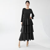 2025 Hot trade hot-selling Mizhai dress long high-end a-word skirt showing thin temperament elegant early autumn long-sleeved cake skirt