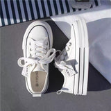 kamames Women's Thick-Soled Canvas Shoes  Spring and Summer Versatile Korean Style New Trendy White Platform Shoes Casual Board Shoes Ins