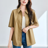 Cotton cocoon, white short-sleeved shirt women's summer  new commuter versatile Korean version white shirt casual versatile