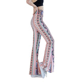 kamames 8241  HOTan and NEWn Fashion Style Skinny Sheath Printing Bell-Bottom Pants Women's Pants Casual Pants Factory Direct Supply