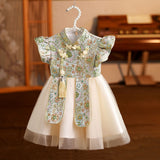 Kamames  One Year Old Celebration Dress Baby Girl Zhuazhou Princess Dress Chinese Style One Year Old Girls Birthday Children's Tang Costume Summer Design Sense