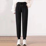 kamames Sports Pants Female Autumn Straight Slim Fit Casual Pants  New Pure Cotton Spring and Autumn Loose Tappered Harem Sweatpants