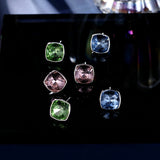 2025 Super flash color square light luxury crystal earrings women's ins style niche design s925 silver needle fashion versatile earrings