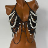2025 L4819Y  New new models, black metal chain with pearl fashion splicing neck vest, body chain