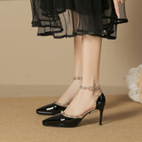 2025 8088-23 One-word waterproof table bag head hollow sandals female sexy pointed thin heel rivet high heels are not tired