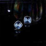 2025 Super flash color square light luxury crystal earrings women's ins style niche design s925 silver needle fashion versatile earrings