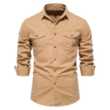 KAMAMES 2025  autumn new Popularan size shirt men's pure cotton casual fashion business solid color New men's long-sleeved shirt