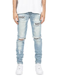 2025 Popularan Station INS Explosive Ripped Patch Pants 2025 Autumn and Winter Men's Ripped Slim Skinny Jeans Men