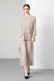 Hot style fat mother summer casual suit women's  new fashion bead pleated large size wide leg pants two-piece set
