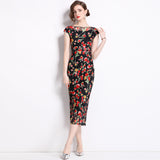 retro exquisite good-looking printed dress women's popular new women's summer dopamine wear long skirt