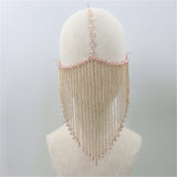 2025 MW2705  Facial mask crystal gemstone pendant metal chain fringed chain mask headgear