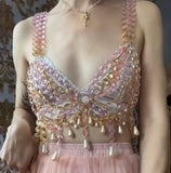 2025 LH3530  fashion vest colored acrylic ring splicing pendant sexy chest wrap small vest body chain