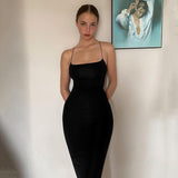 2025 women's clothing  summer hot-selling new dress female sexy suspender backless temperament split step skirt