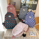 Backpack Women's New Korean-Style Fashion Chessboard Plaid College Students' Backpack Casual All-Match Junior and Middle School Students Schoolbag Wholesale