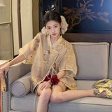 Mulberry silk new Chinese women's embroidered shirt  summer new premium thin short-sleeved top M5100