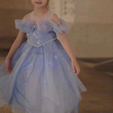 Kamames  Princess Elsa Dress Girls Dress Summer  New Kids' Skirt Summer Baby Suit