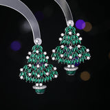 2025 Winter new heavy industry high-end Christmas tree earrings colored zircon inlaid with festive atmosphere  style earrings tide