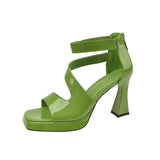 kamames Style Small Chunky Heel High Heels Women's Summer  New Platform Roman Open Toe Elegant Socialite Sandals